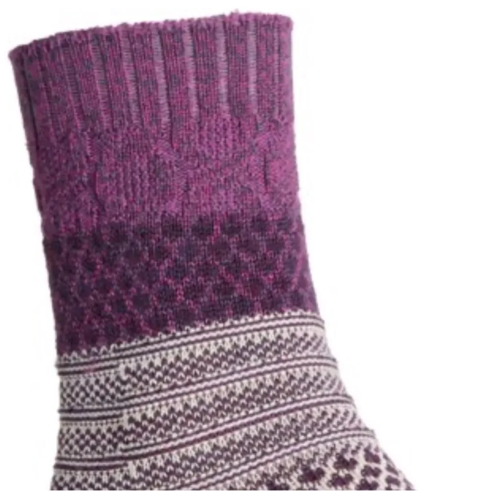SmartWool XL Women’s Purple Gray Ivory Everyday Popcorn Merino Wool Blend Socks